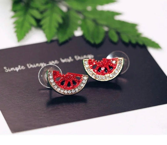 Water melon studded earrings