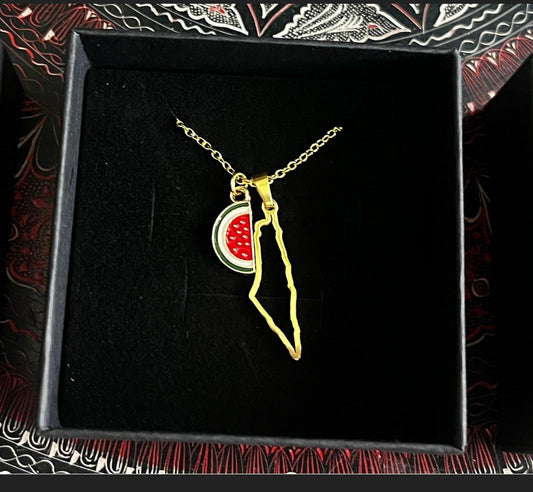 Palestine map with watermelon