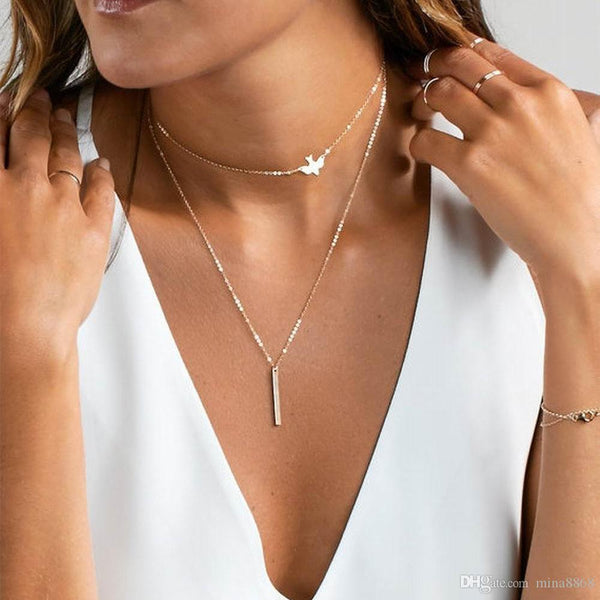 fashion simple multilayer necklace pendants