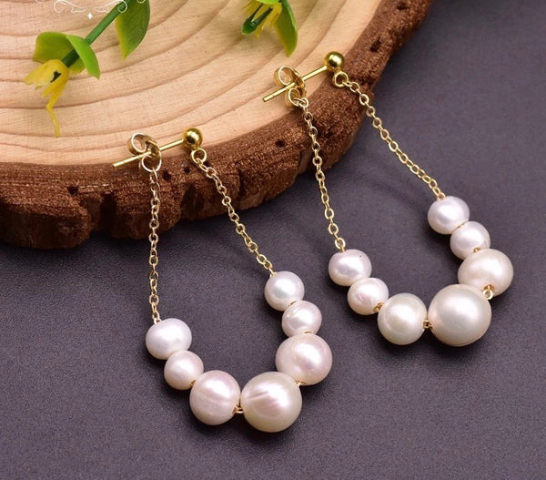 Fresh water pearls drop earrings