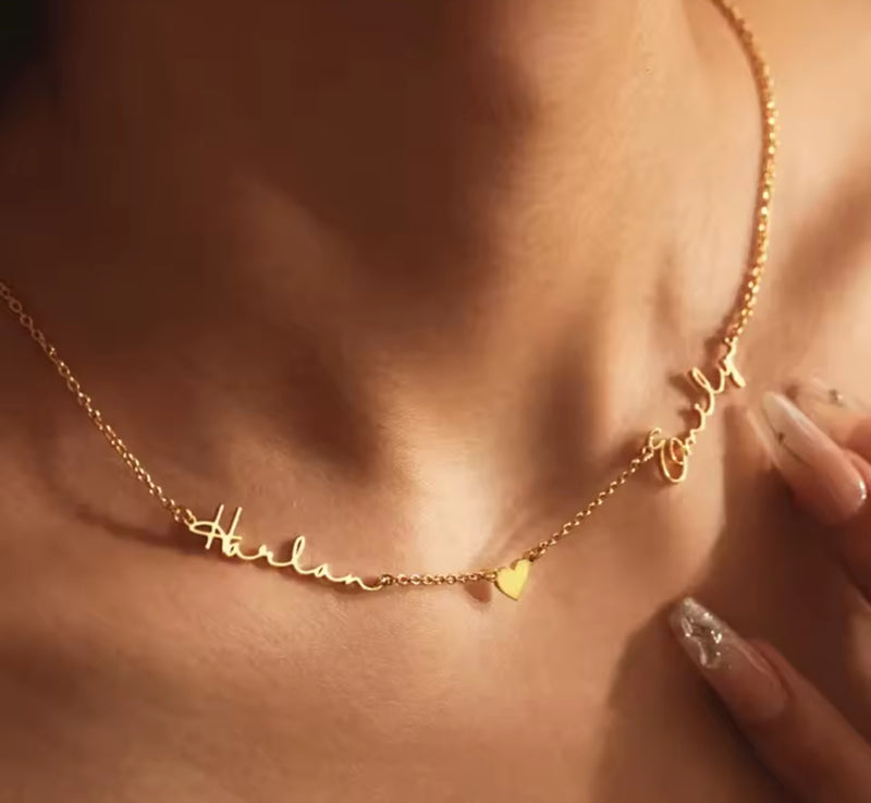 Double Name Heart Chain