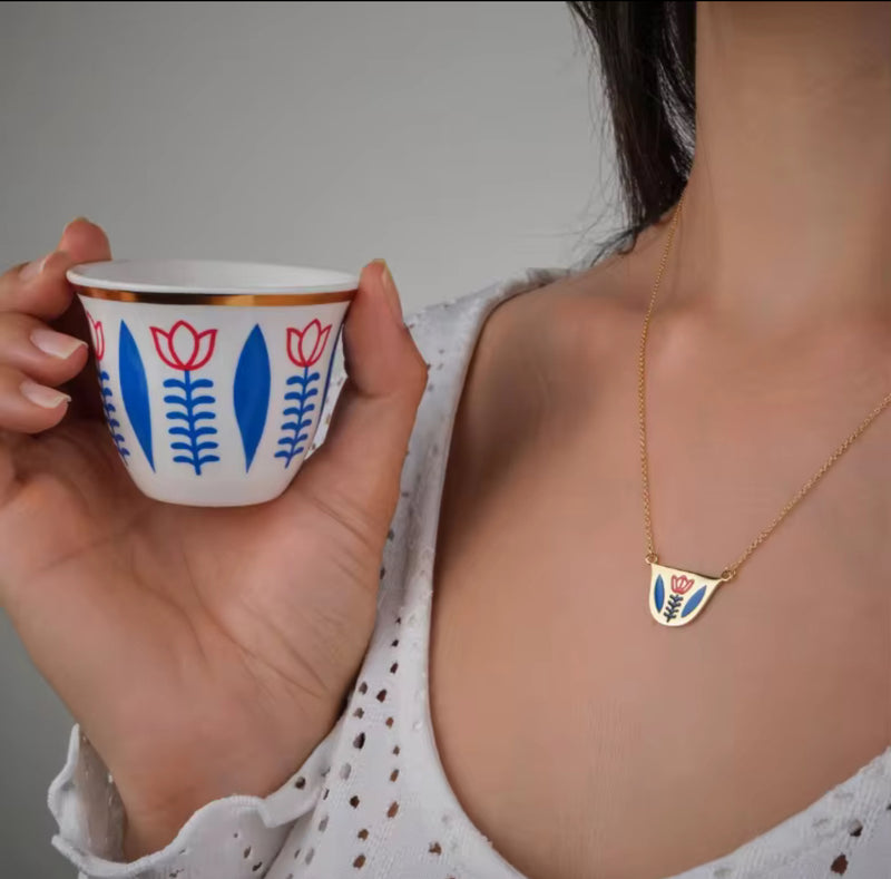 Arabic coffee cup necklace