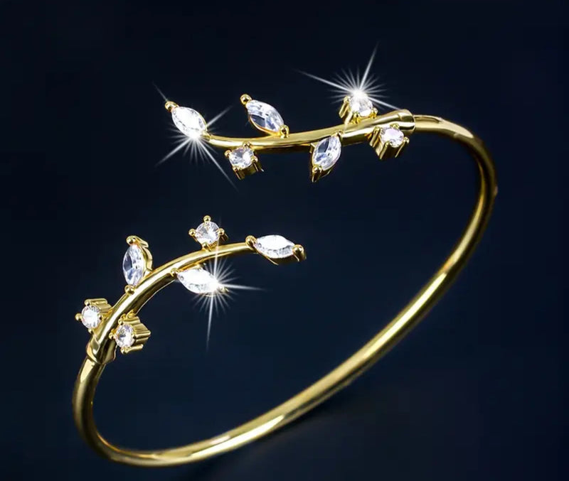 Emerald Olive Leaf Bangle – A Symbol of Peace and Timeless Elegance