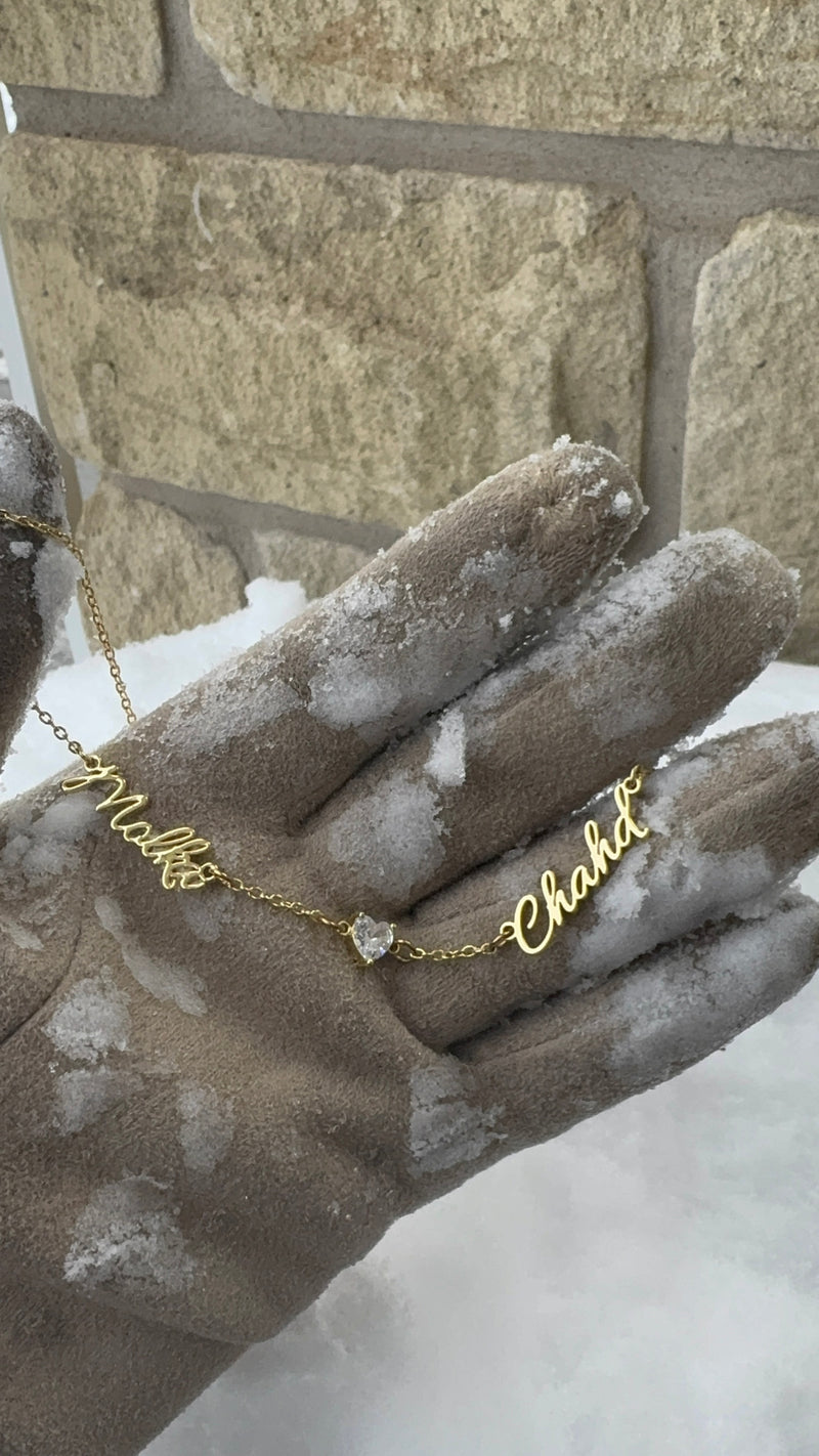 Double Name Heart Chain