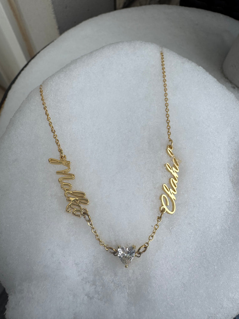 Double Name Heart Chain