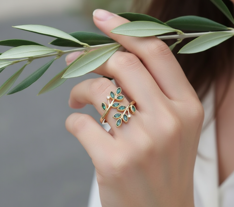 Palestine olive branch ring