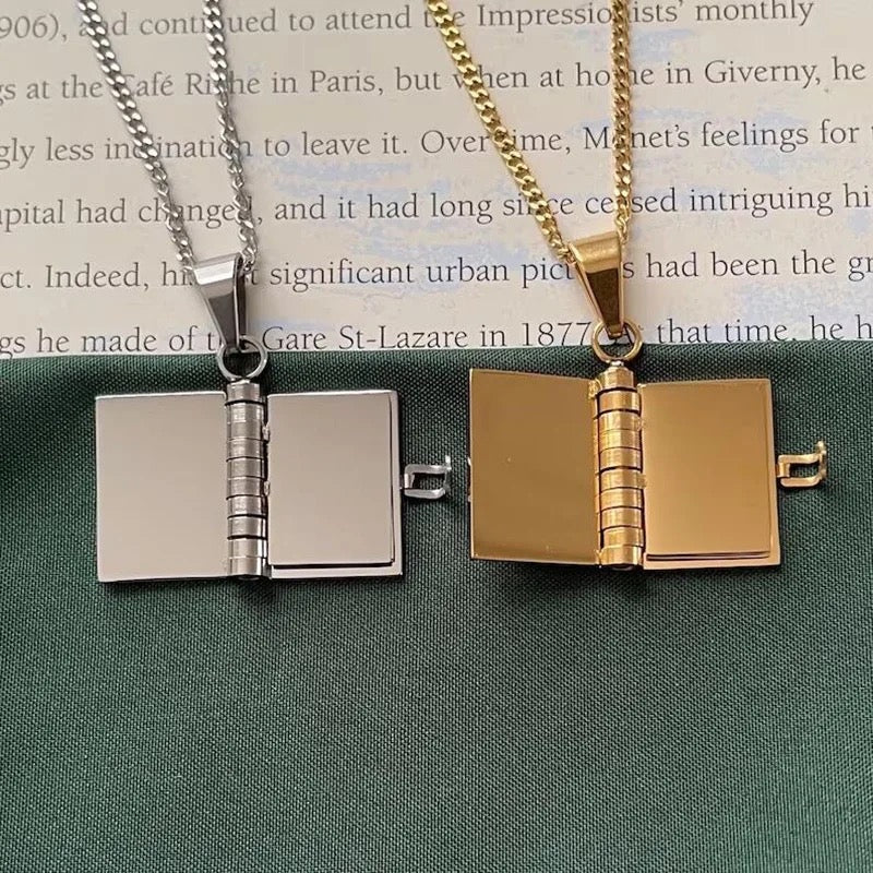 Personalized Book pendant necklace