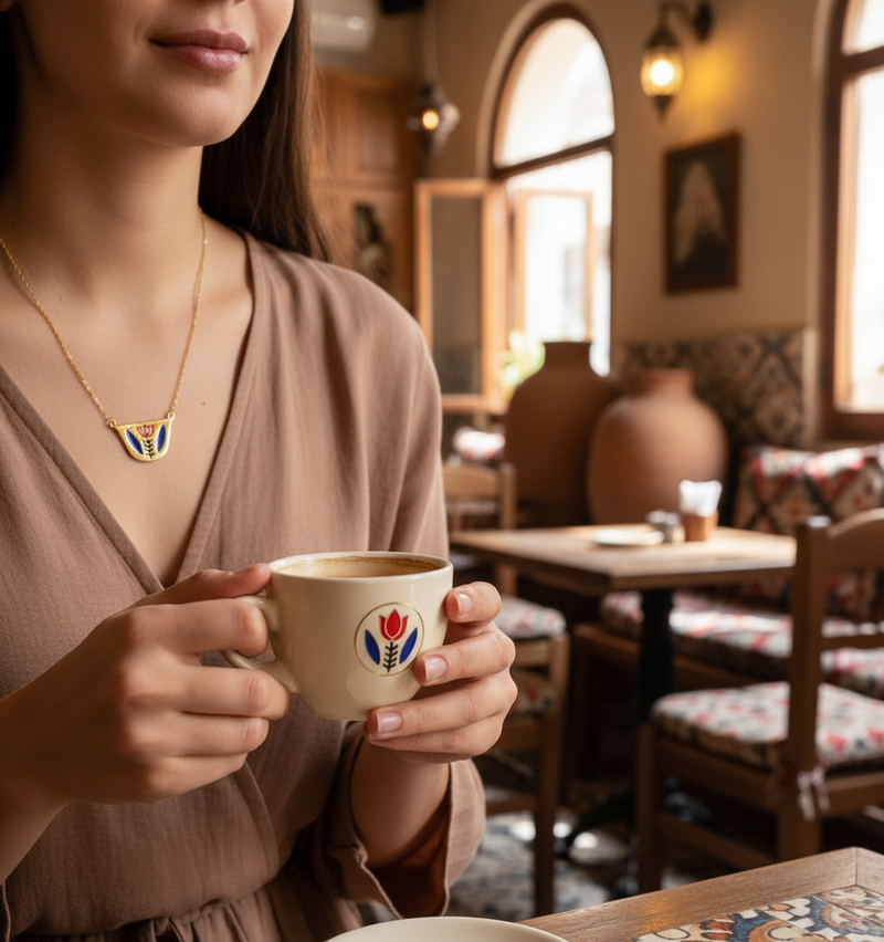 Arabic coffee cup necklace