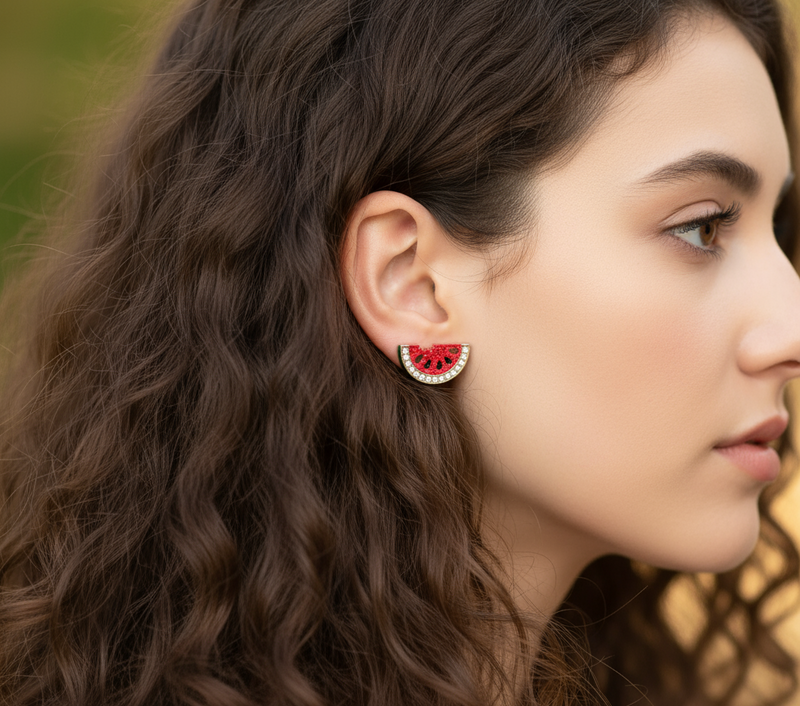 Water melon studded earrings