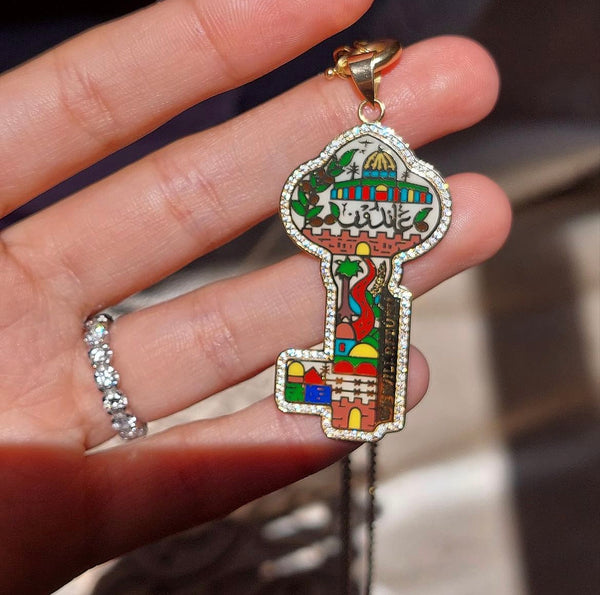 Palestine map Palestine key necklace