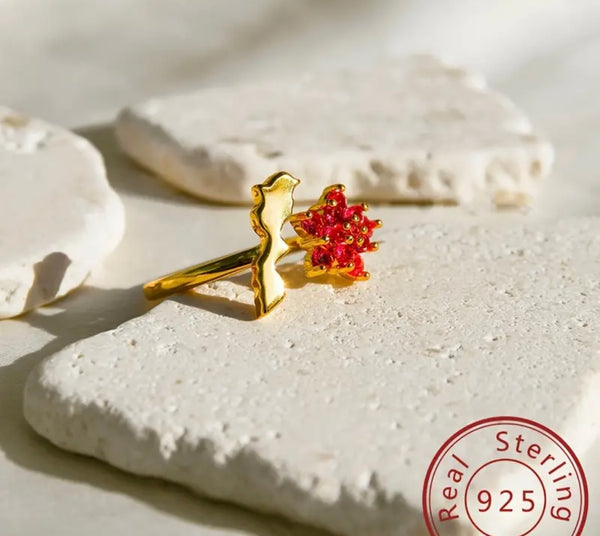 Country map flower rings sterling