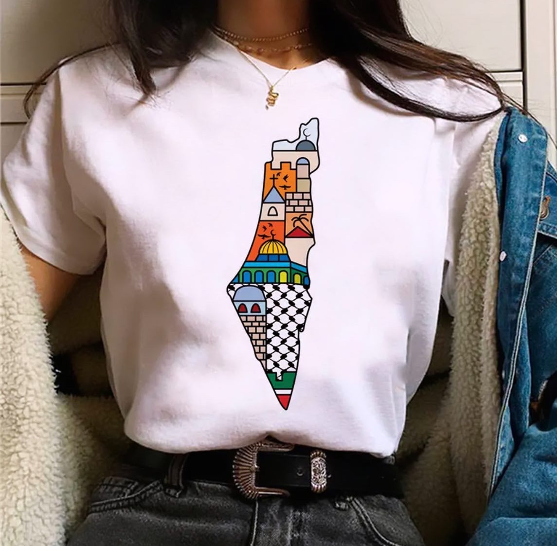 Palestine map shirt size Large women’s