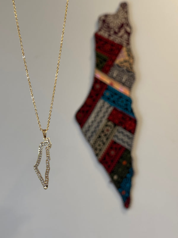 Palestinian Map Pendant with Cubic Zirconia