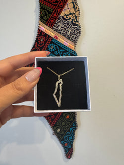 Palestinian Map Pendant with Cubic Zirconia