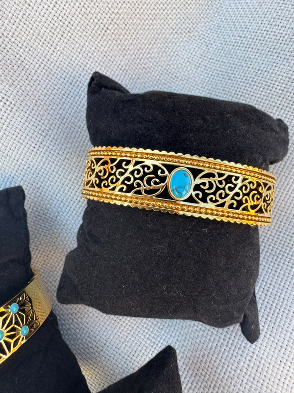 Gold turquoise stone bracelets