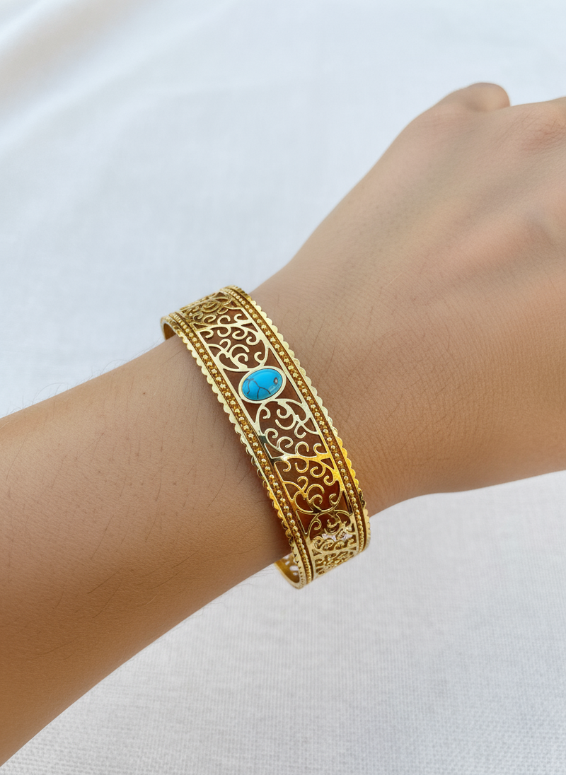Gold turquoise stone bracelets