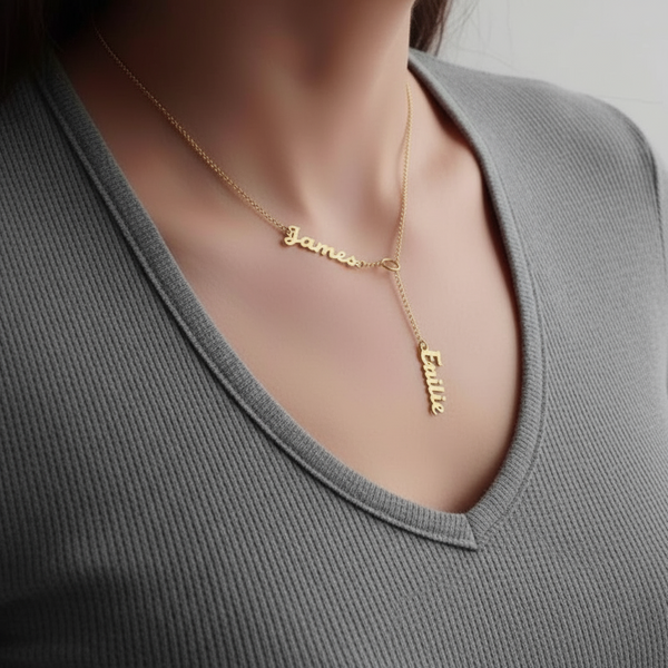 Two name drop down necklace sterling