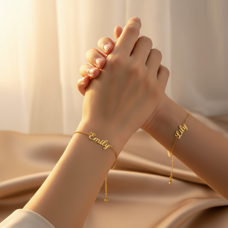 Name bracelet for all ages adjustable sterling silver material