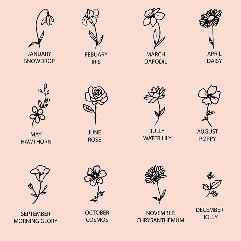 Personalized birth Flower name necklace