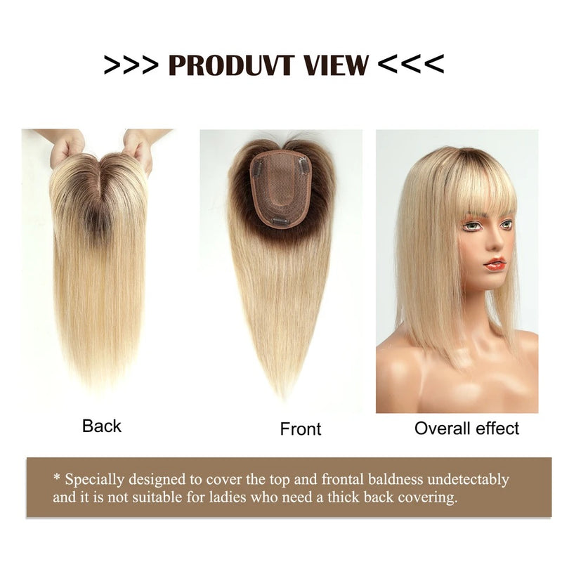 Realistic scalp blonde hair topper
