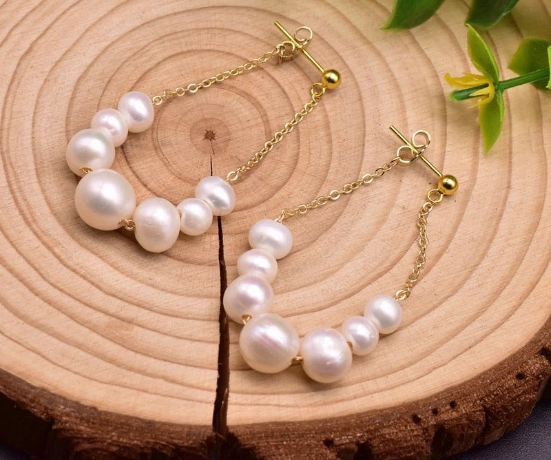 Fresh water pearls drop earrings