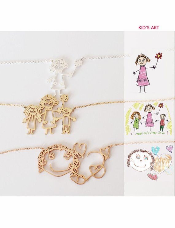 Custom kids art pendant & key chain