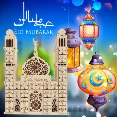 Ramadan wooden Advent countdown mosque calendar