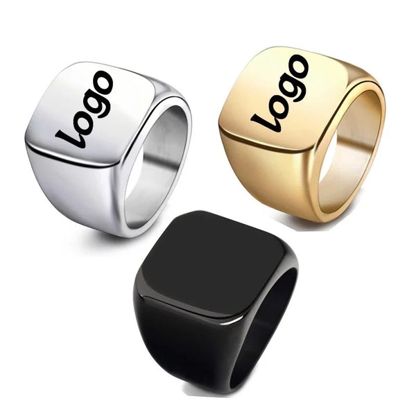 Square custom logo rings