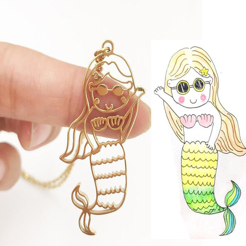 Custom kids art pendant & key chain