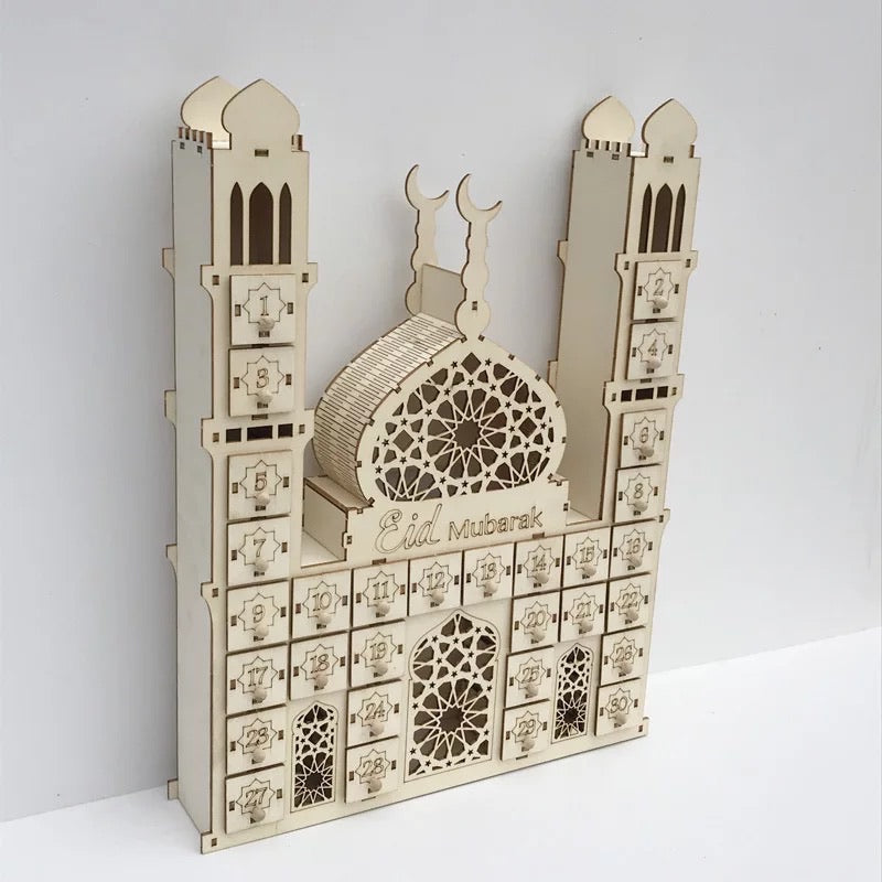 Ramadan wooden Advent countdown mosque calendar