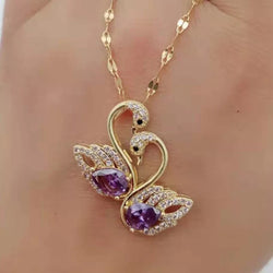 Love Swan Amethyst necklace