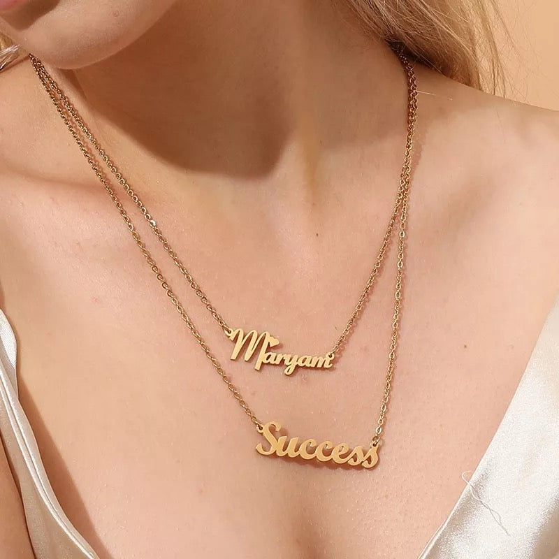 Double layer two name necklace