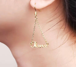 Beautiful drop Name earrings sterling silver