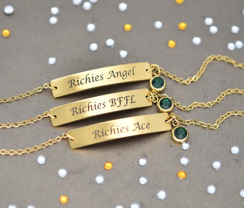 Engraved bracelet with birthstone Ready in only 1 week!