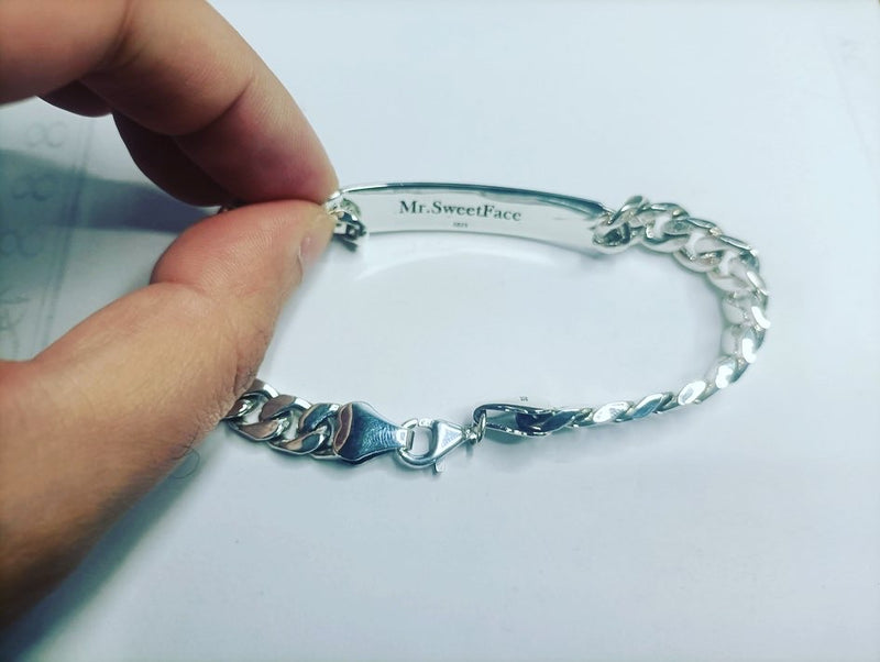 Thick chain custom engraved bracelet