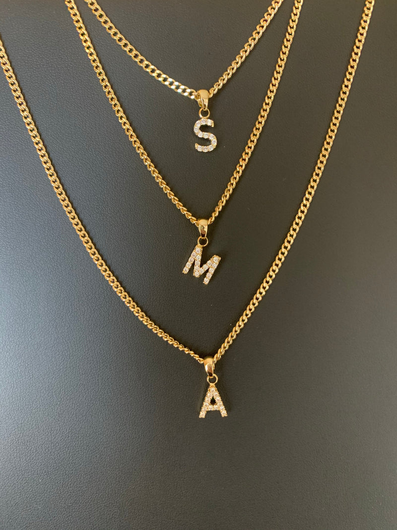 Iced letter pendant with chain