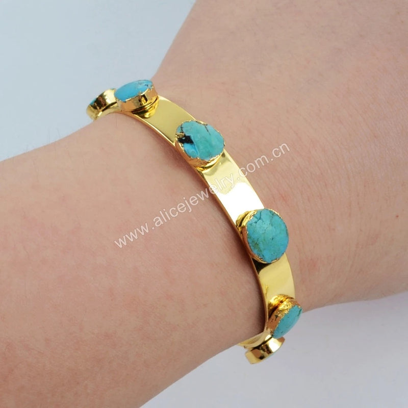 Torquize stone gold cuff bracelet