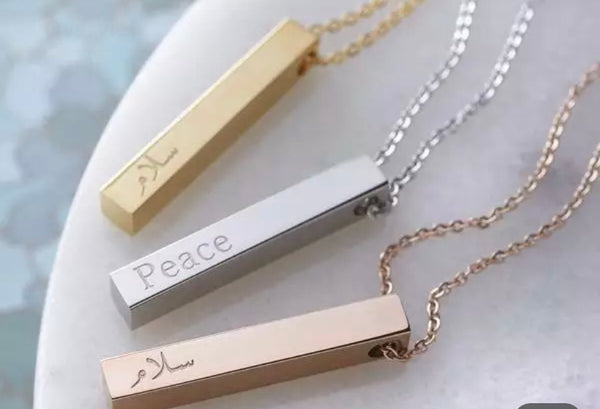 Personalized bar pendant sterling