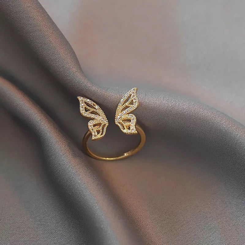 Cubic zirconia butterfly ring