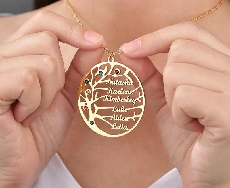 Tree of life family pendant with birthstones