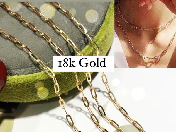 Paper clip necklace 18k gold