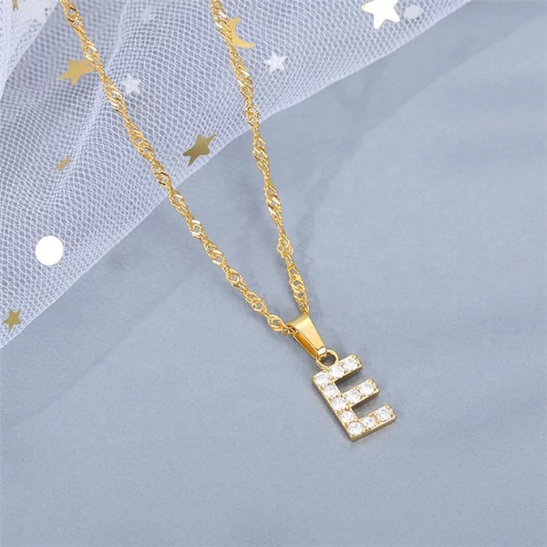 Iced initial letter pendants with chain
