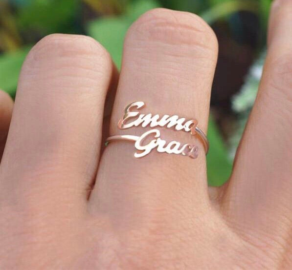 Double name ring in Arabic or English or both
