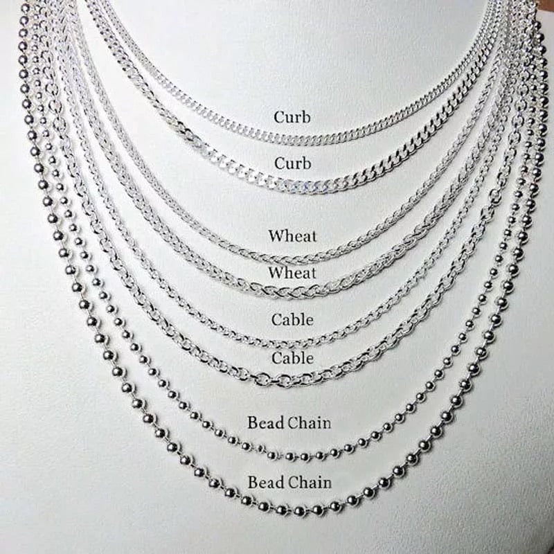 Sterling silver Curb 925 chain necklace, bracelet, anklet