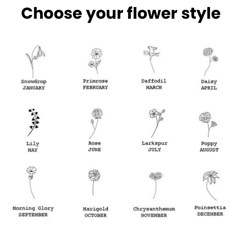 Personalized birth Flower name necklace