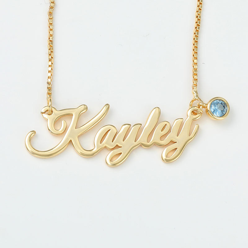 Name necklace with choice of birthstone