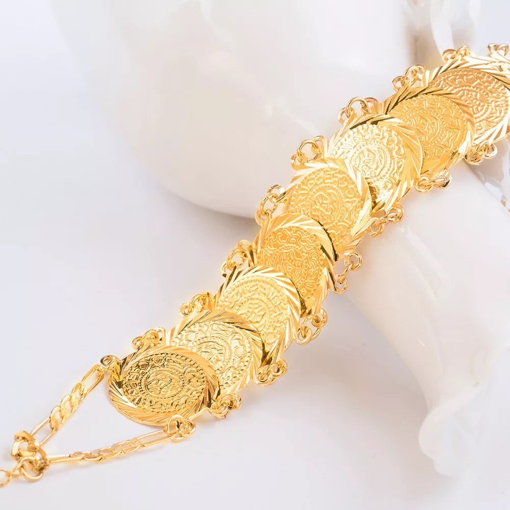 Moroccan style 18 K plated gold coin bracelet MONA BELLA CUSTOM