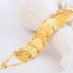 Moroccan style 18 K plated gold coin bracelet