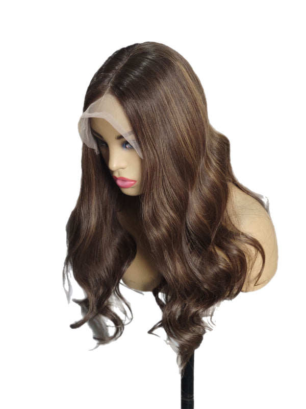 Brunette front lace wavy  wig 22 inches