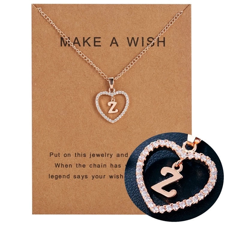In my heart initial and letter pendant